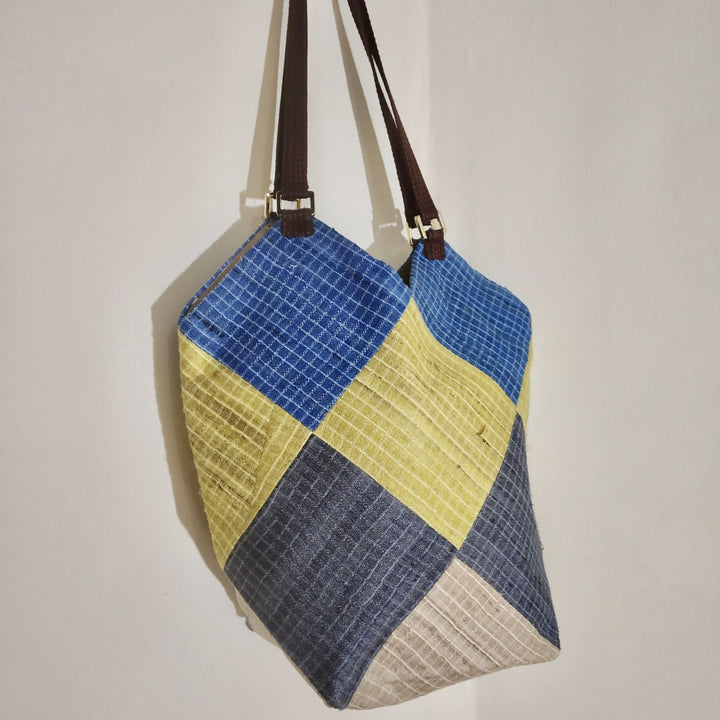 Tussar Ghicha Silk Diamond Tote Bag | Hand Crafted  | For Casual Outing