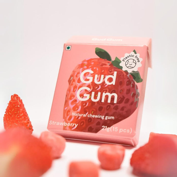 Strawberry Chewing Gum | Plant Based | Biodegradable Gum | Pack Of 4