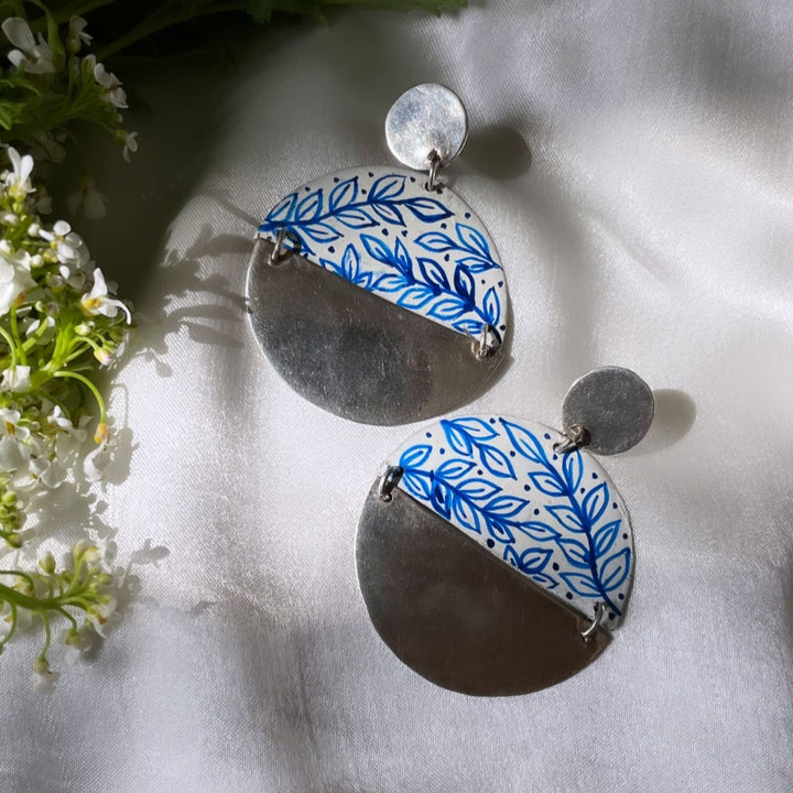 Leaf Vine Earrings | Silver Jewellery | Hand Painted Earrings | Aesthetic Design