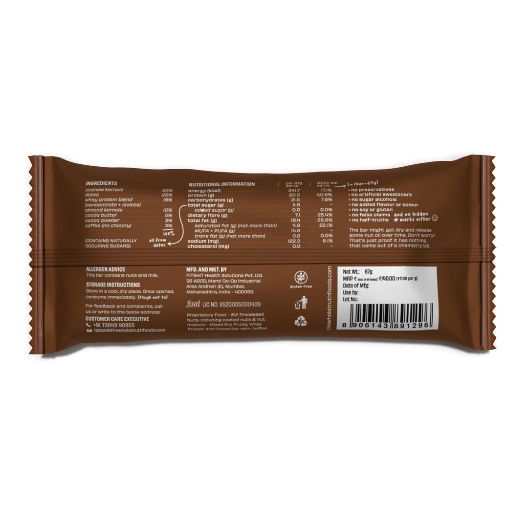 High Protein Coffee Cocoa 20g Protein Bar | Pack of 5 | No Added Sugar - No Preservatives - No Artificial Flavours - All Natural