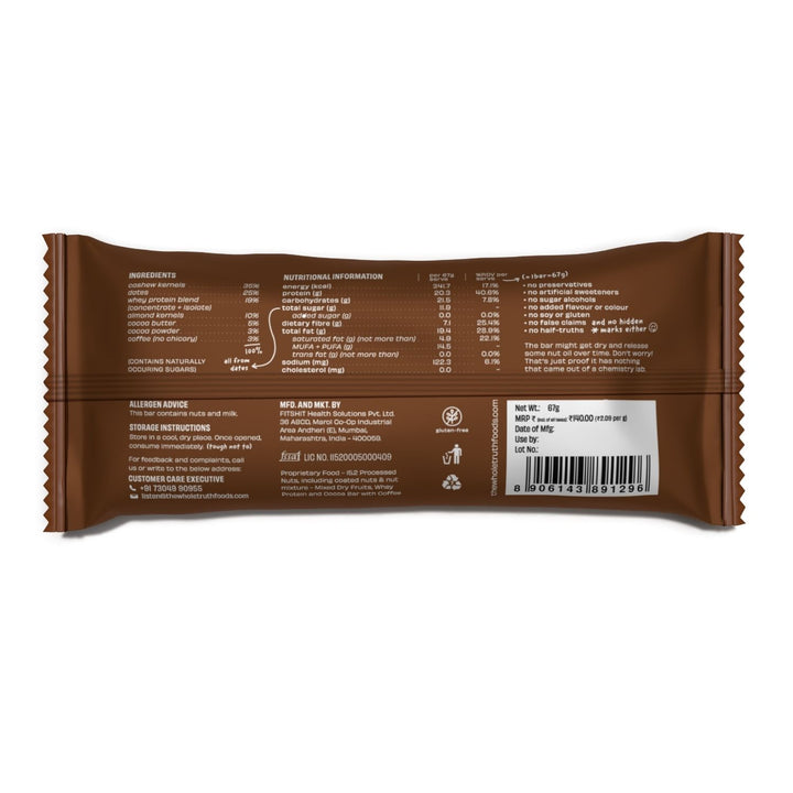 High Protein Coffee Cocoa 20g Protein Bar | Pack of 5 | No Added Sugar - No Preservatives - No Artificial Flavours - All Natural