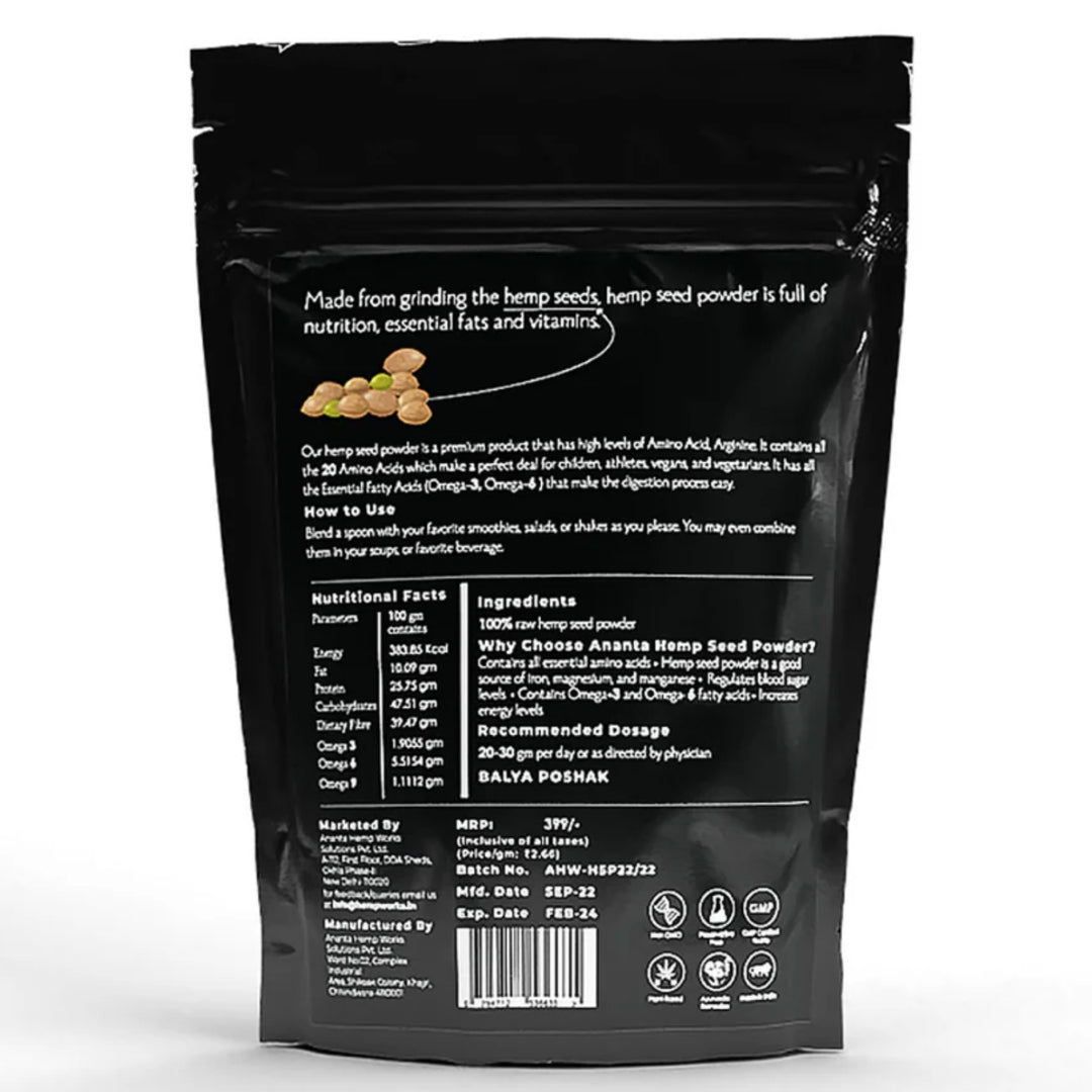 Hemp Seed Powder | Plant-Based Protein Supplement | Gluten Free | Pouch of 150 GM