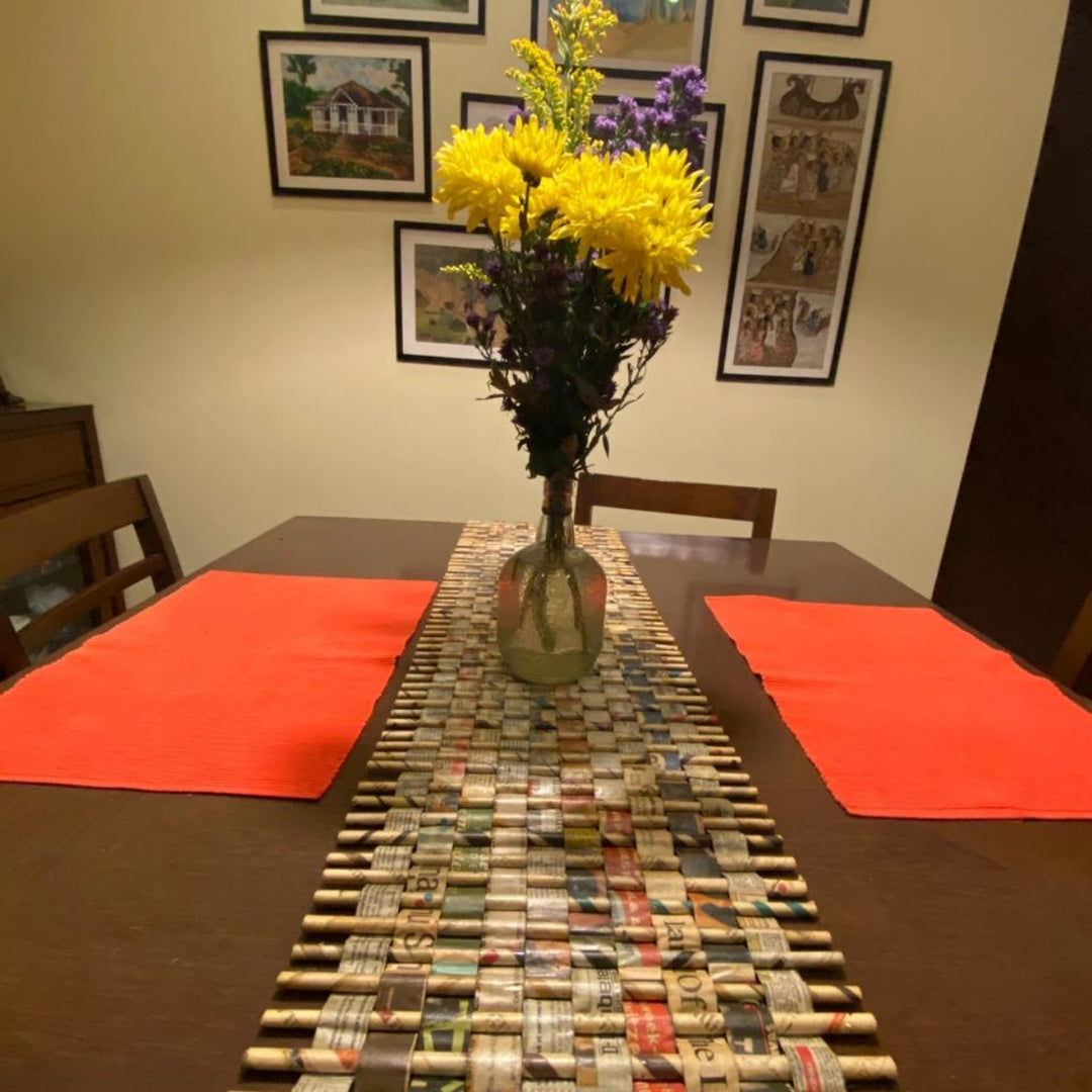 Paper Coiled Table Runner | Hand Made & Up-Cycled by Artisans | Unique Table Ware