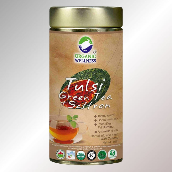 Tulsi Green Tea + Saffron | Caffeine Free | Immunity Booster | 100 % Organic | 100 GM