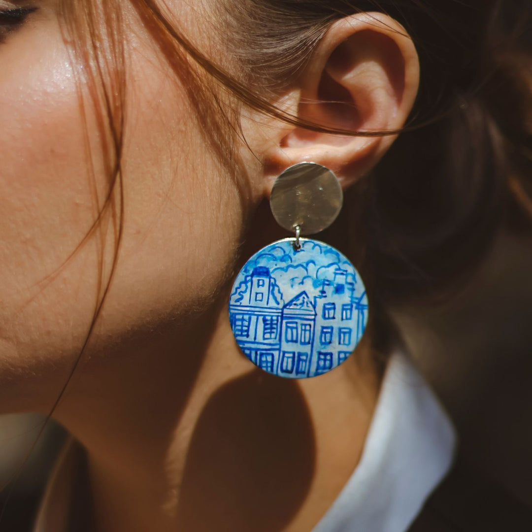 Skyline Earrings | Silver Jewellery | Hand Painted Earrings | Exquisite Design