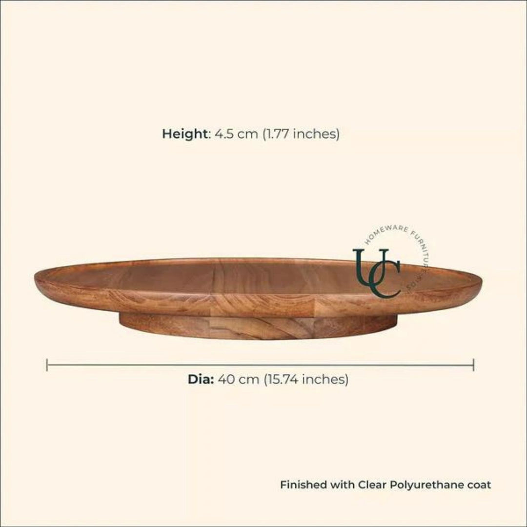 Cresta Lazy Susan | Revolving Tray | Premium Teak Wood | Hand-Crafted | 16 Inch