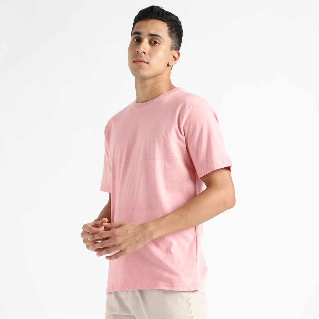 Organic Cotton Men's Round Neck T-shirt | Naturally Dyed | Casual | Sea Pink