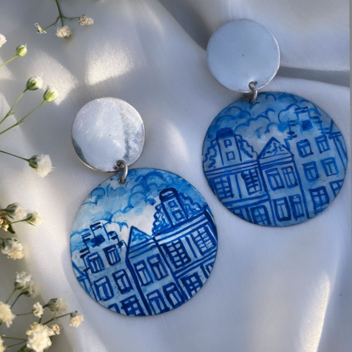 Skyline Earrings | Silver Jewellery | Hand Painted Earrings | Exquisite Design