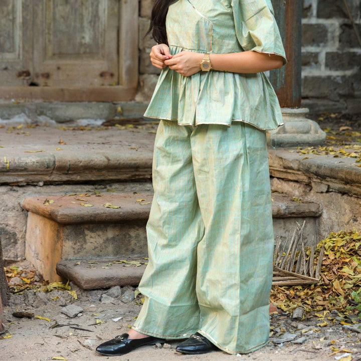 Mint Green Kediya Top and Palazzo Co-ord Set For Women | Elegant Look