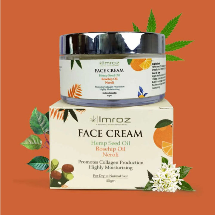 Face Cream With Hemp Seed Oil, Rosehip Oil & Neroli | Slows Ageing | 50 GM