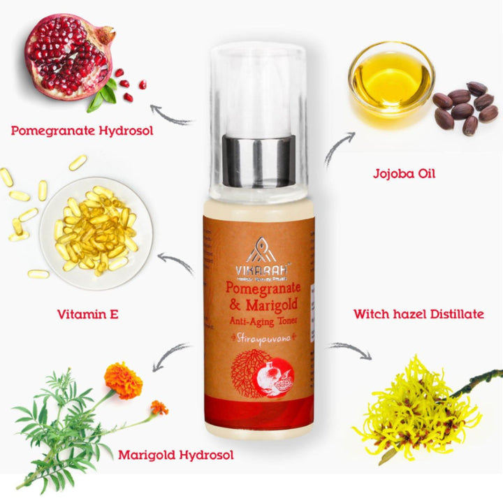 Pomegranate & Marigold Anti-Aging Face Toner | Ayurvedic Botanicals | 60 ML