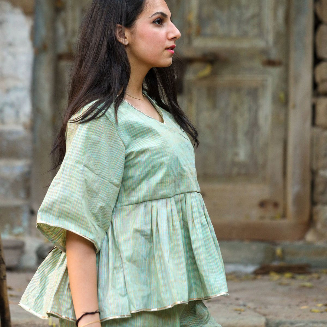 Mint Green Kediya Top and Palazzo Co-ord Set For Women | Elegant Look