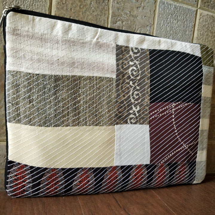 Geometric Weave Laptop Sleeve with Embroidered Detail | 15 Inches