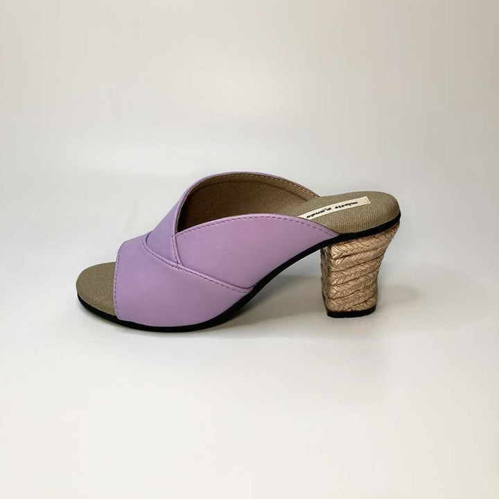 Peep-Toe Mules for Women | Block Heels | Cactus Leather | Lavender