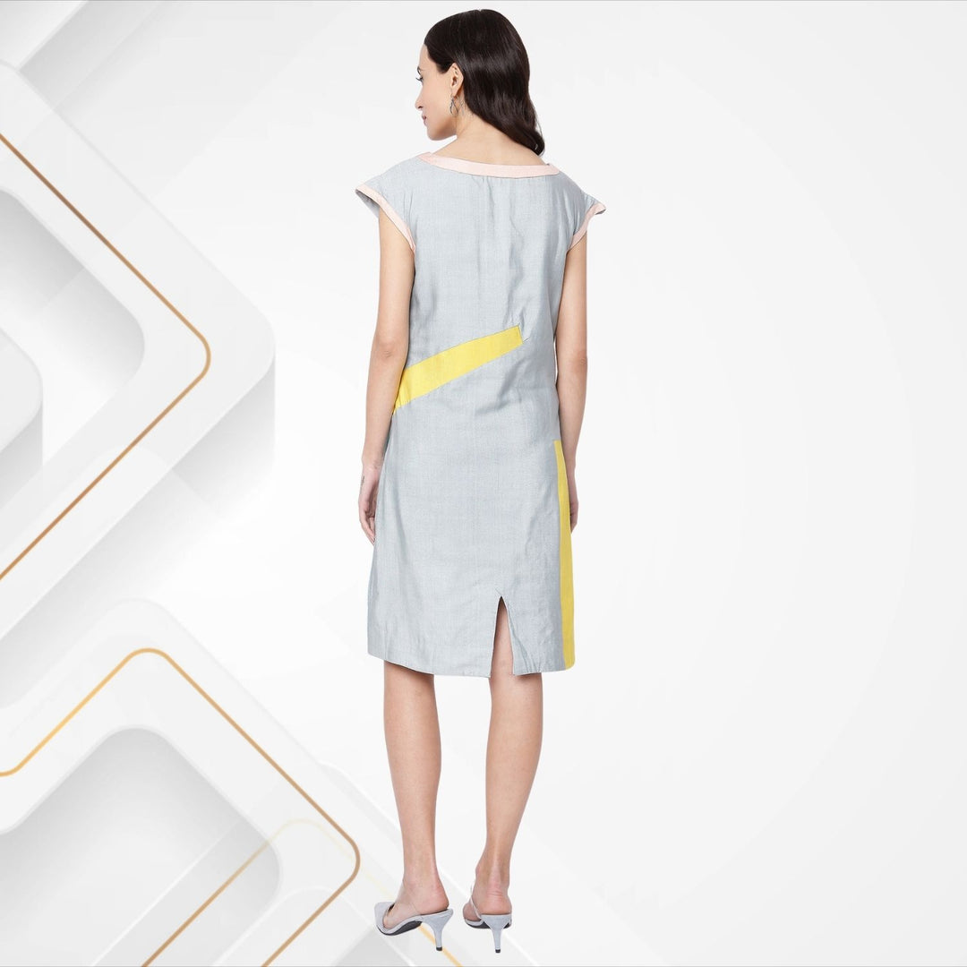 Estrella Tussar Shift Dress | Comfortable & Chic | Office Dress | Cloudy Grey