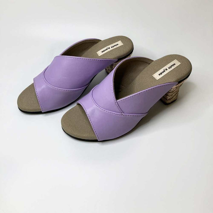 Peep-Toe Mules for Women | Block Heels | Cactus Leather | Lavender