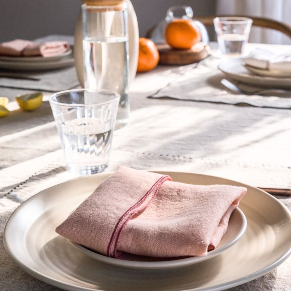 Organic Linen Napkin Set of Two | Edge Thread Work | Dine With Delight & Luxury