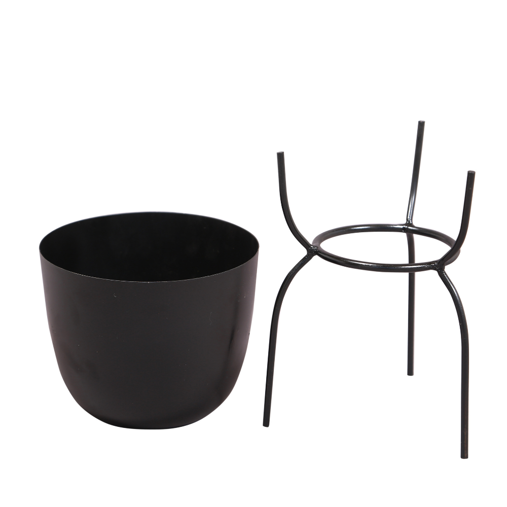 Indoor Planter For Living Room | Detachable Stand | Black | Made of Iron | 12 Inches