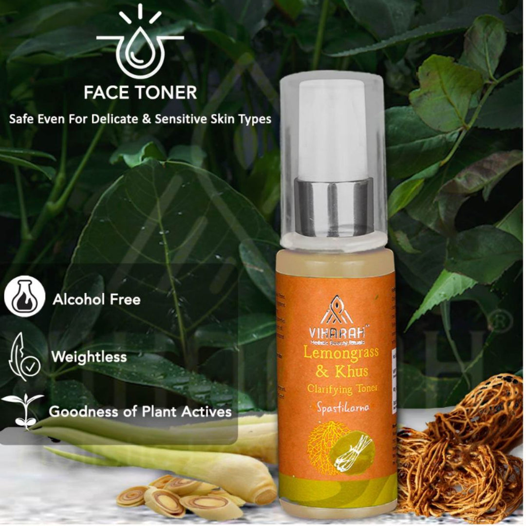 Lemongrass & Khus Clarifying Toner | Refreshes Acne and Unclear Skin | 60 ML