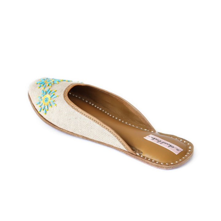 Hand-Crafted Jute Beige Women Juttis | Bead Embellished | Exquisite Craftsmanship