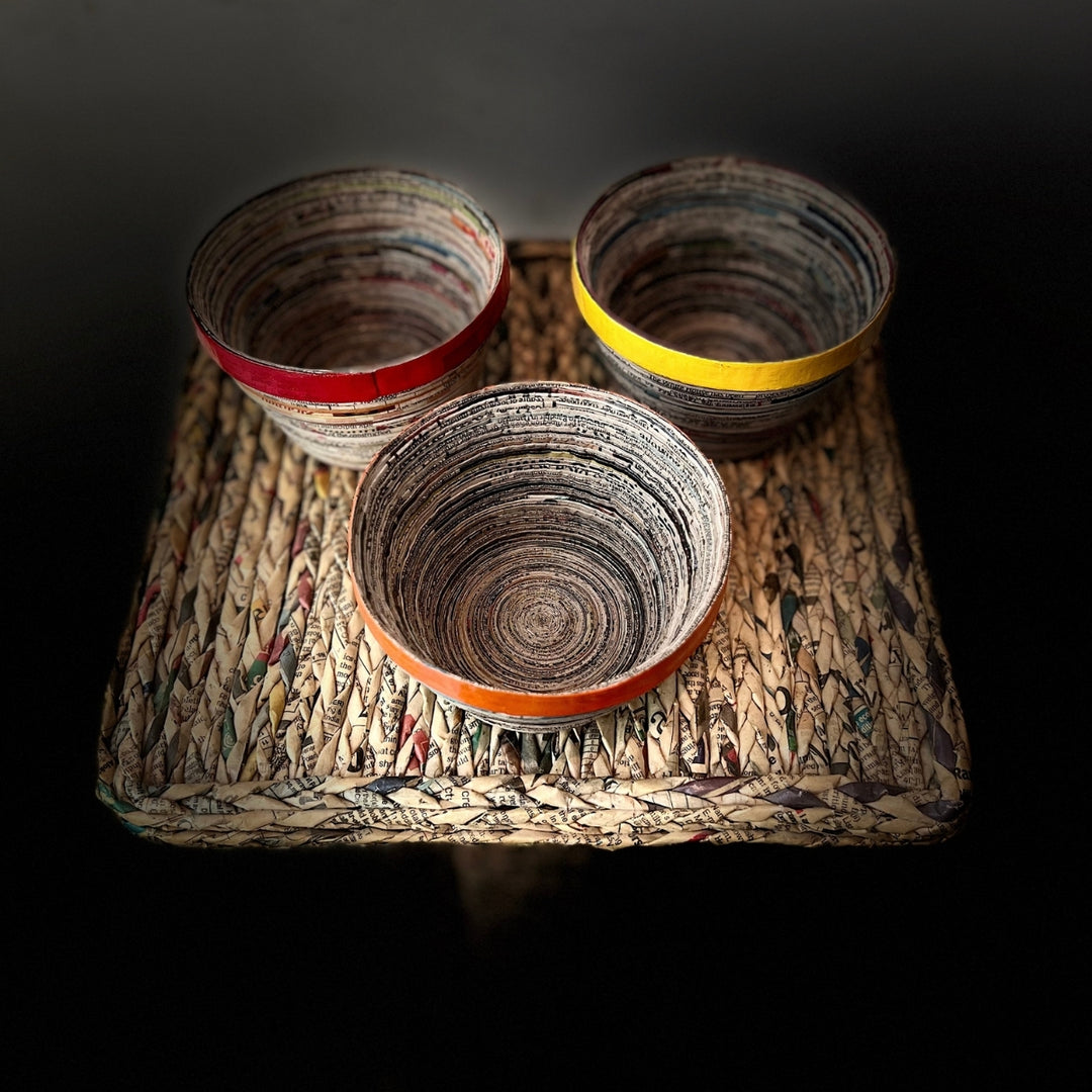 Paper Coiled Bowls | Artistic & Unique | Table Accessory | Table Accent | Set of 3