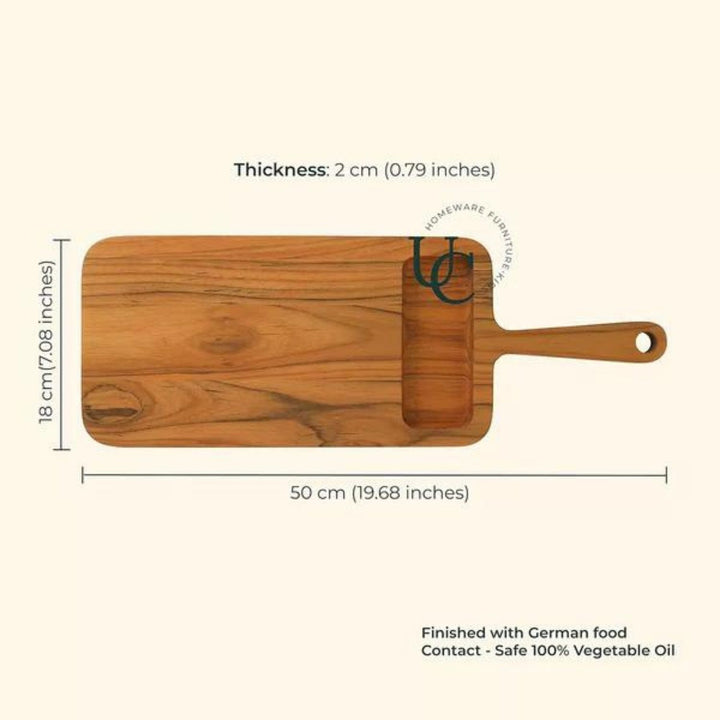 Teakogram Serving Platter | Premium Teak Wood | Hand-Crafted | Large -20 Inch