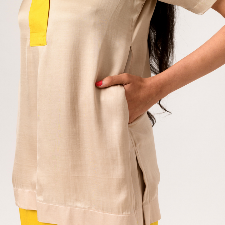 Ecru Yellow Blouse Top | Bemberg Modal Silk | Sustainable