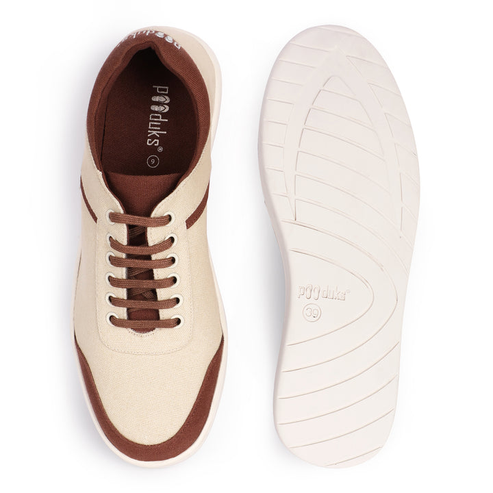 Eco Biodegradable Sneakers | Odour Free | Anti Skid | Unisex | Beige & Brown