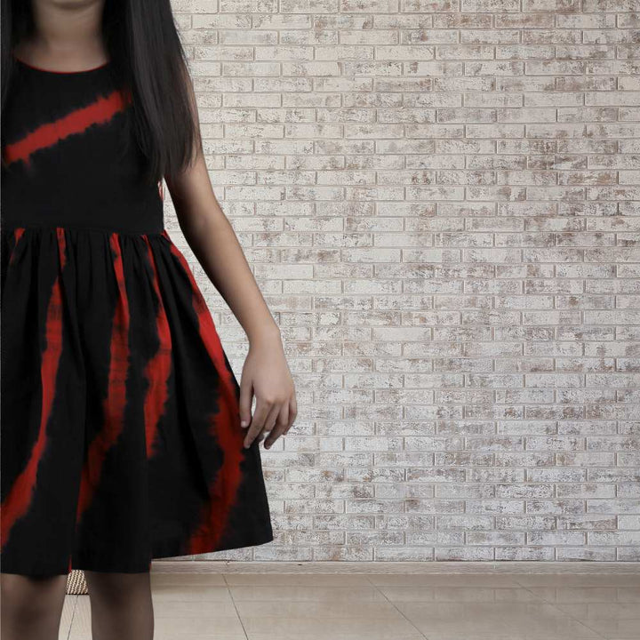 Leheriya Dress | Occasion Wear | Cotton | Black And Red