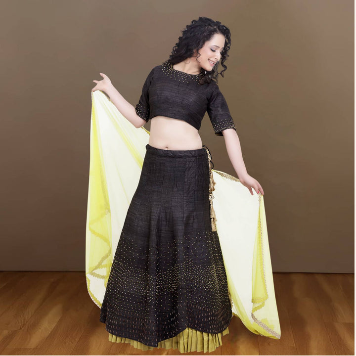 Kiara Tussar Ghicha Silk Lehenga Set | Hand-Crafted | Minimalistic | Festive Ethnic Wear