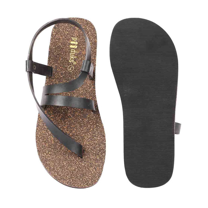 Muddy Brown And Black Flat Sandals for Men | Recycled Strap & Waterproof Cork