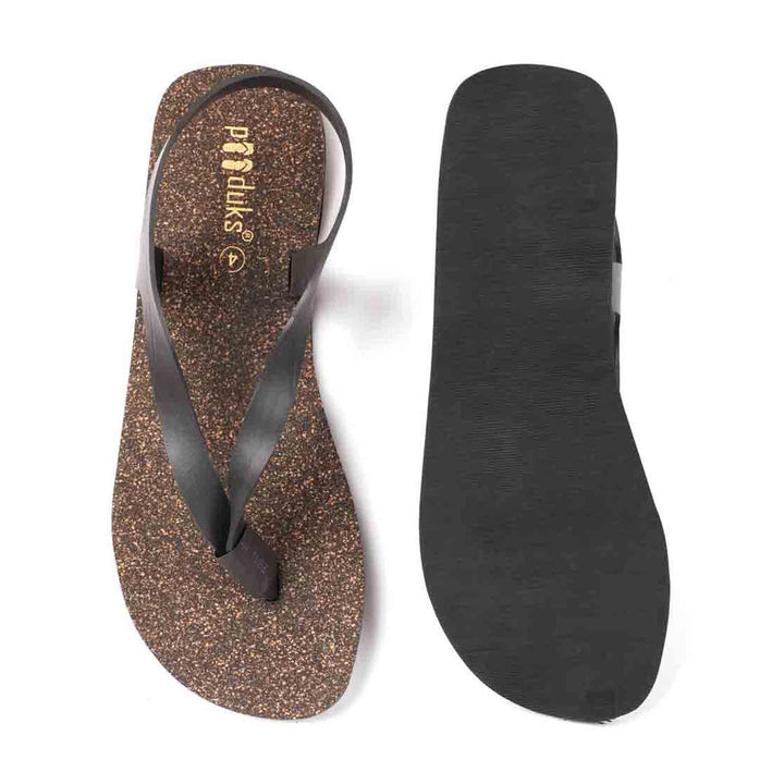 Black Thong-Strap Waterproof Cork Sandals | Unisex | Vegan & Biodegradable