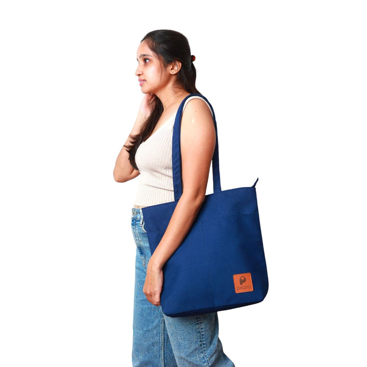 Shopper Tote Bag With Concealed Pockets | Cotton | Spacious | Multi-Pocket