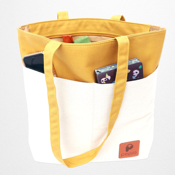 Dual Shade Shopper Tote Bag | Cotton Canvas | Hand-Crafted | Sustainable