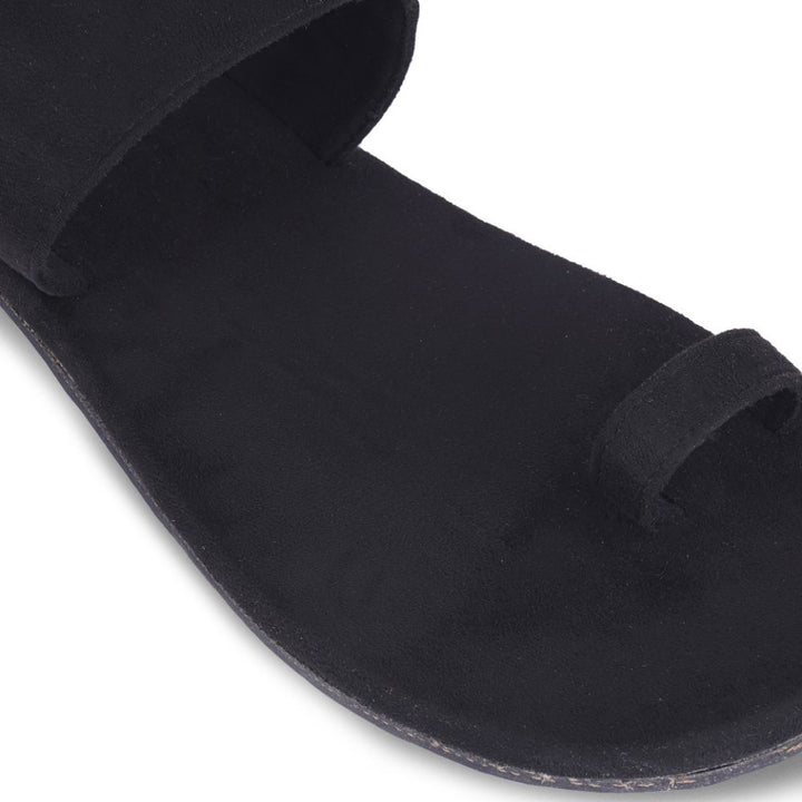 Black Flat Sandals For Men | Designed and Made Sustainably by Artisans