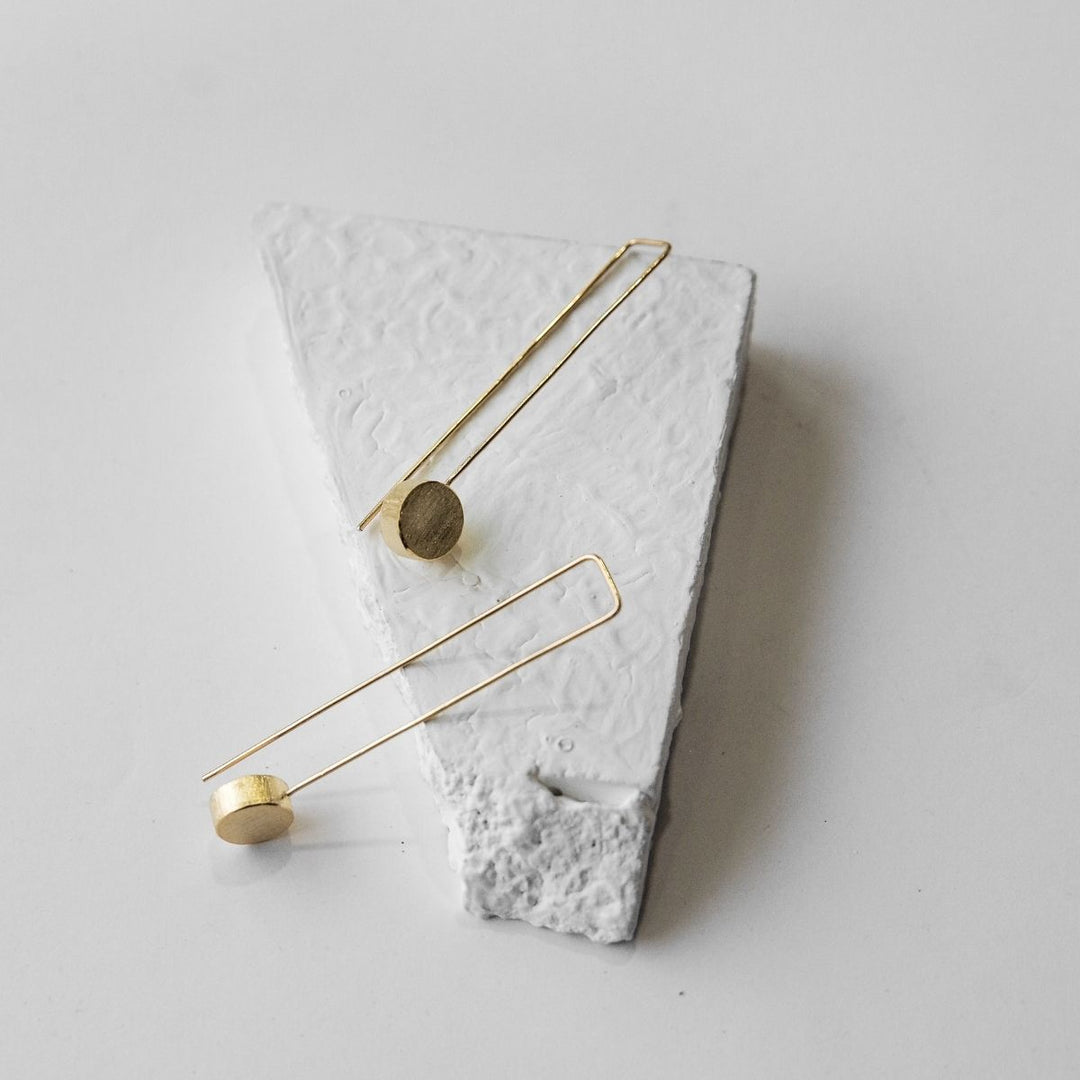 Rolling Stone | Gold Finish Brass Earrings | Eclectic | Hand-Crafted | Sustainable