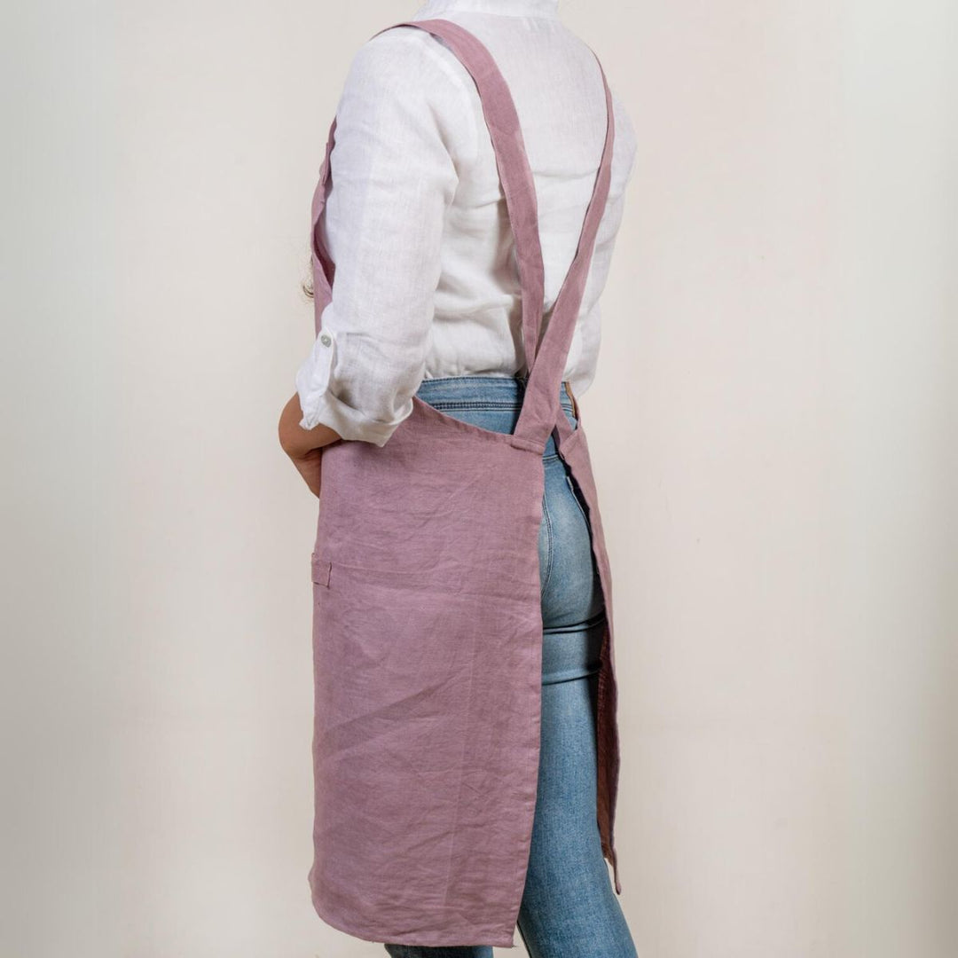 Cross Back Apron With Pockets | Anti Microbial Hemp Fabric | Multi-Functional | Solid Colour | No Tie Apron 