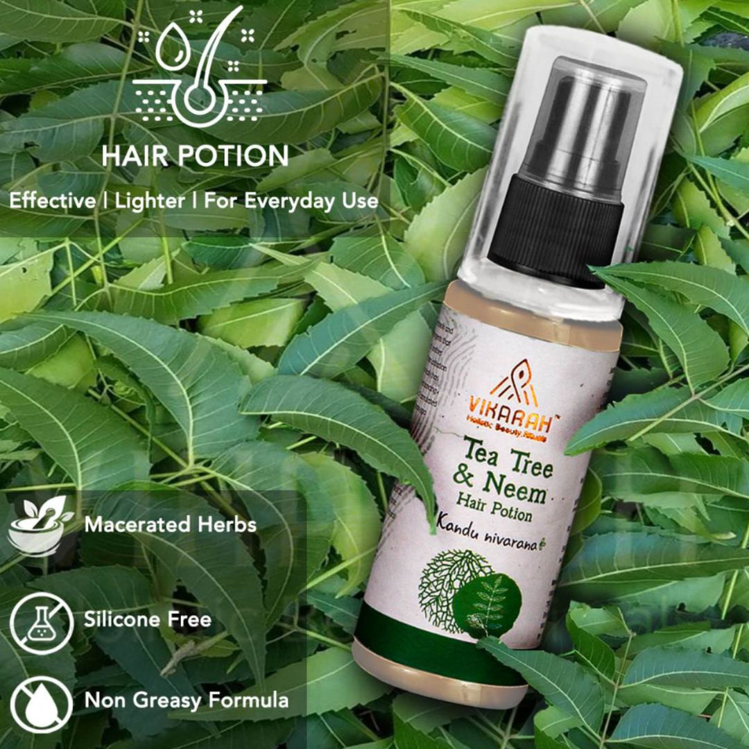 Tea Tree And Neem Hair Serum /Potion | Green Preservative | For Dandruff Control | Oily & Infected Hair