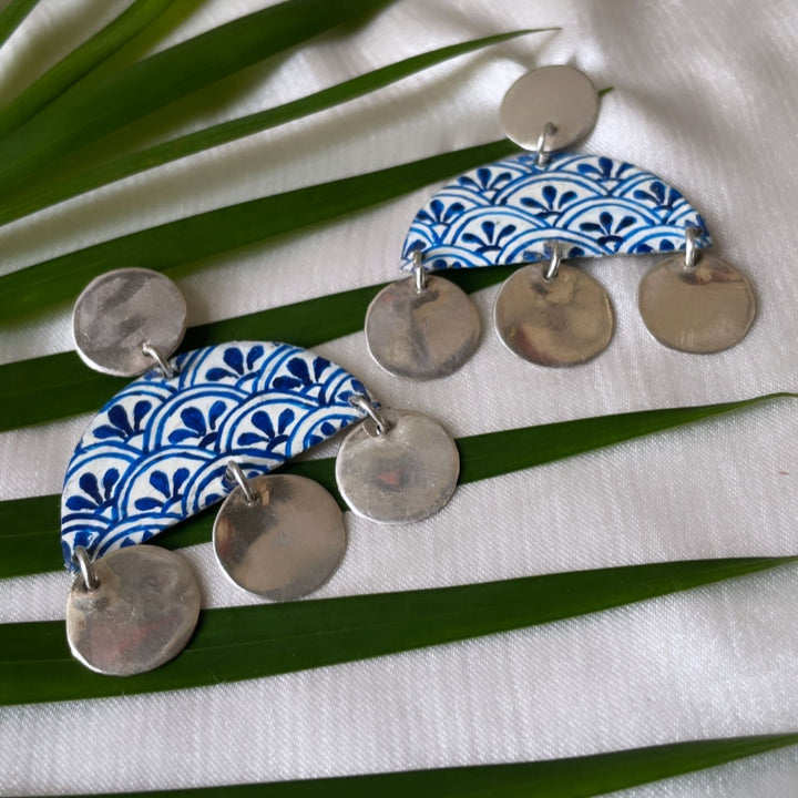 Traditional Blue Pottery Motif Earrings | Hand Painted | Bespoke Design