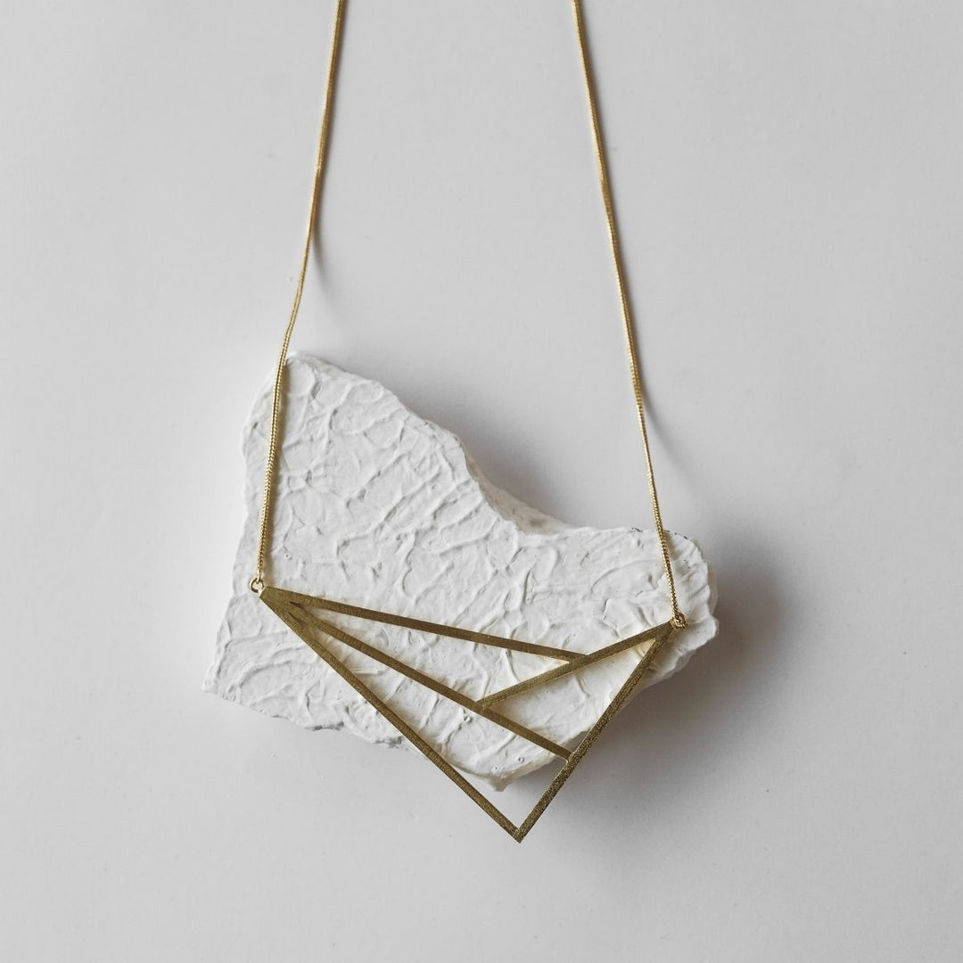 Line Art | Gold Finish Brass Neckpiece |  Hand-Crafted | Sustainable | Exquisite Design