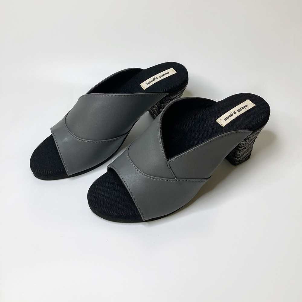 Peep-Toe Mules for Women | Block Heels | Cactus Leather | Grey