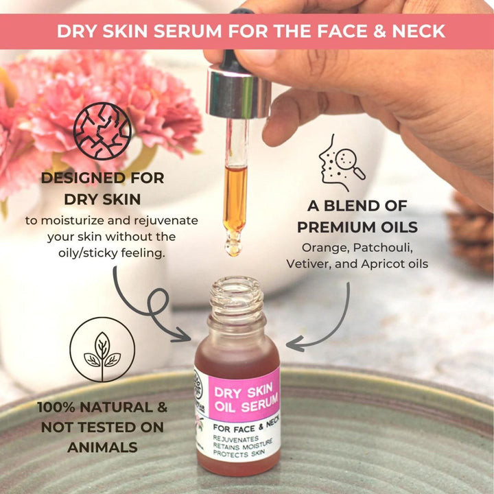 Dry Skin Serum | Face And Neck | Vegan | Anti-Ageing | Aromatherapy | 15 ML