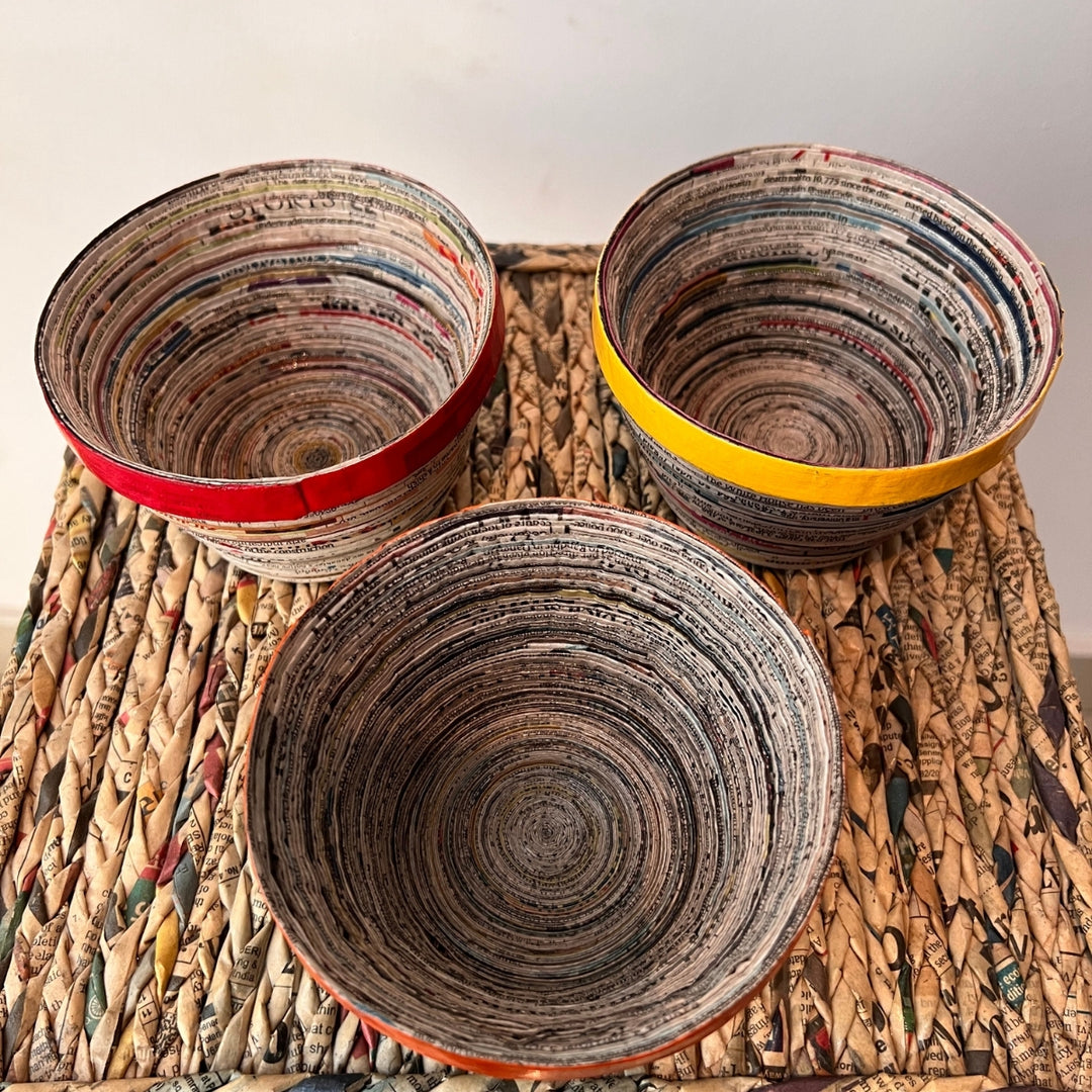 Paper Coiled Bowls | Artistic & Unique | Eco-Conscious Table Accessory | Set of 3