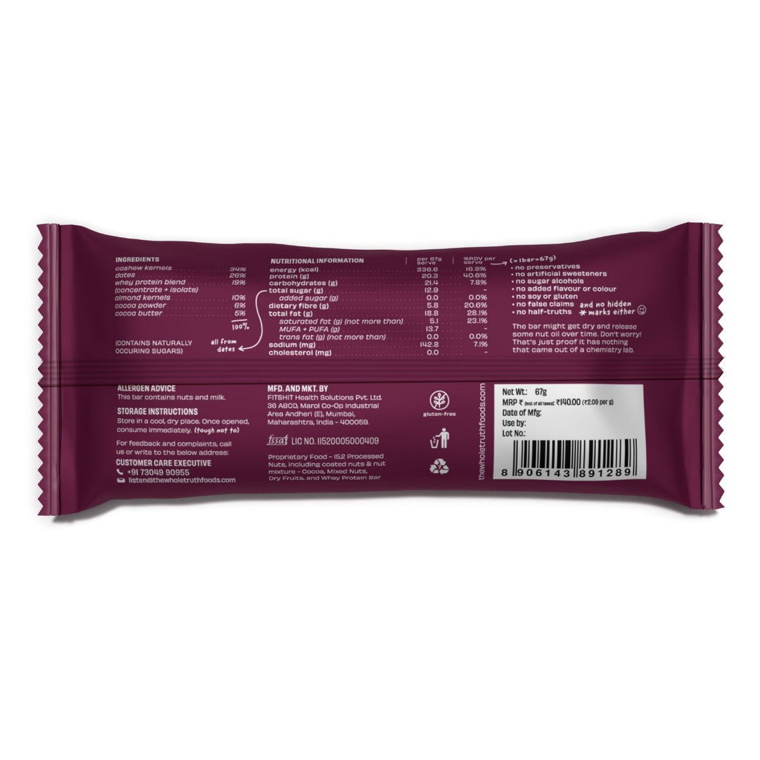 High Protein Double Cocoa 20g Protein Bar | All Natural Healthy And Clean Snack | Pack of 5