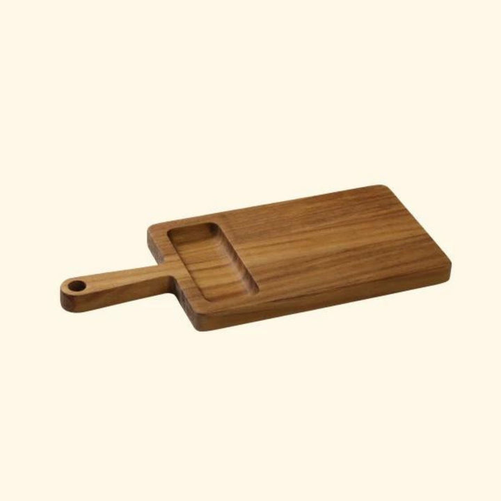 Teakogram Serving Platter | Premium Teak Wood | Hand-Crafted | Small -14 Inch