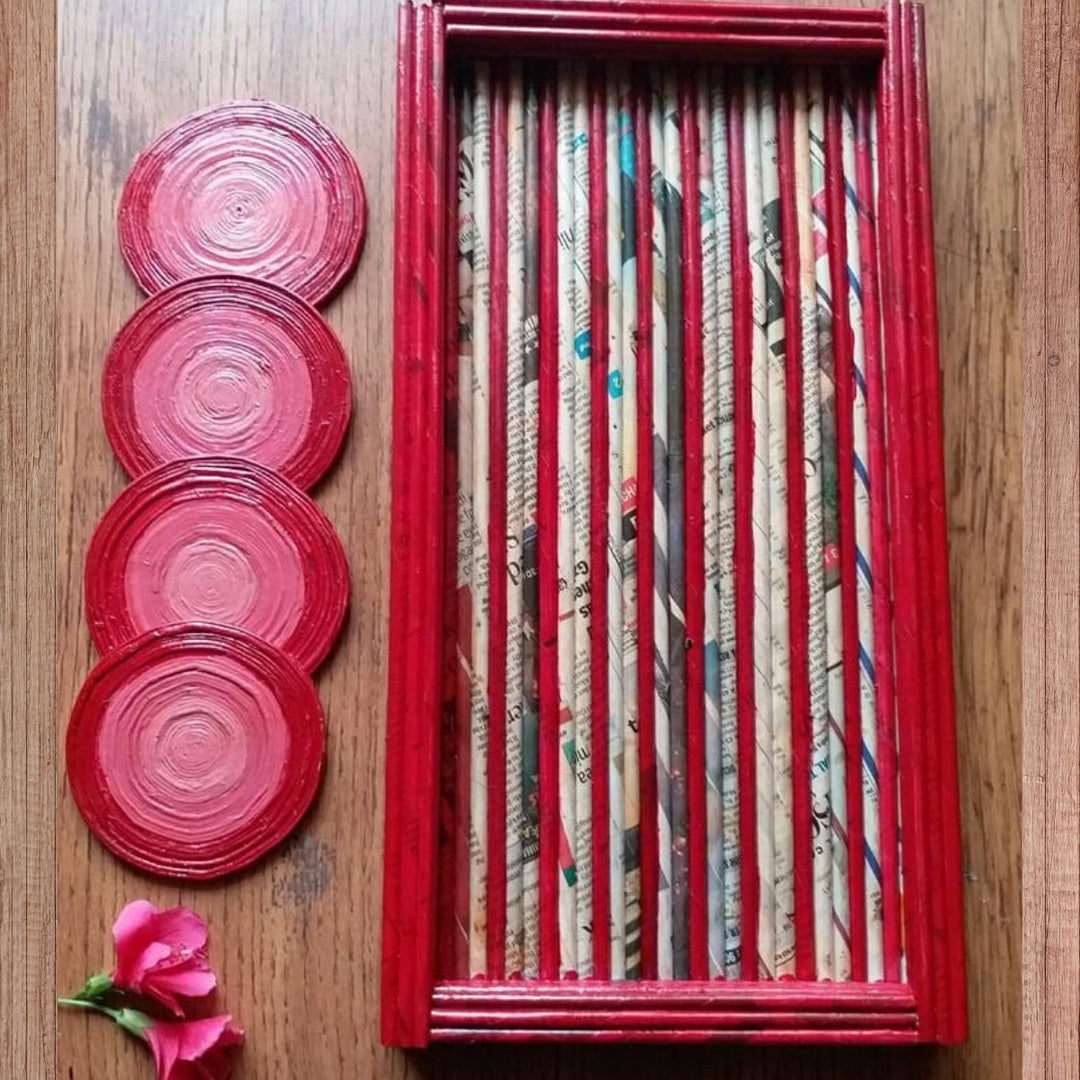 Artistic Trays | Hand Crafted with Paper Coiling | Unique | Set of 2 Trays