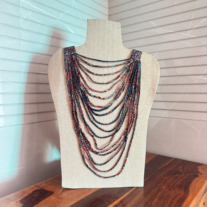 Women Layered Necklace | Bohemian | Indigo & Madder Red | Ethnic & Smart