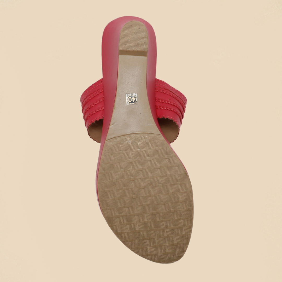 Kolhapuri Wedge Heel For Women | Comfy Festive Wear | Hand Crafted | Ruby Pink