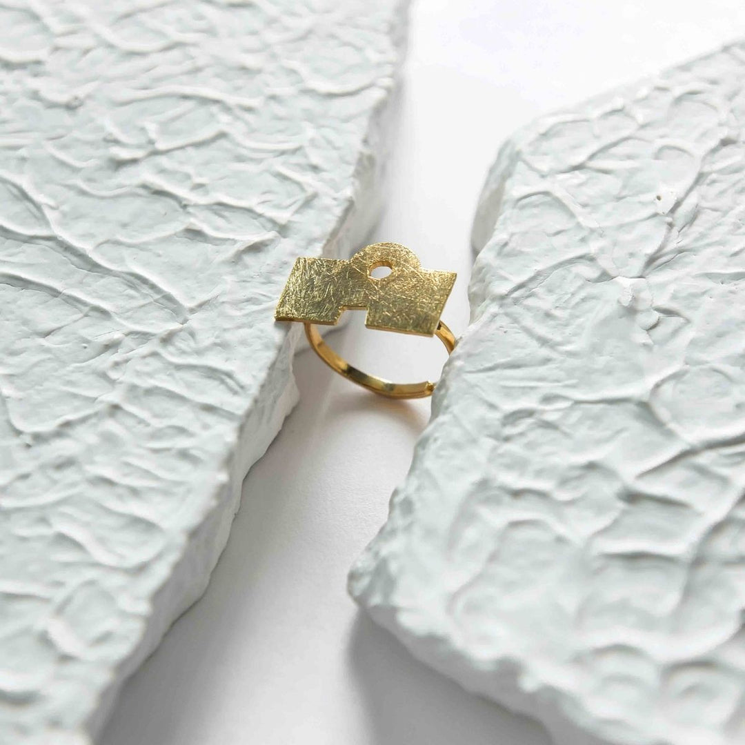 Gori | Gold Finish Brass Ring | Hand-Crafted | Sustainable | For Subtle Styling