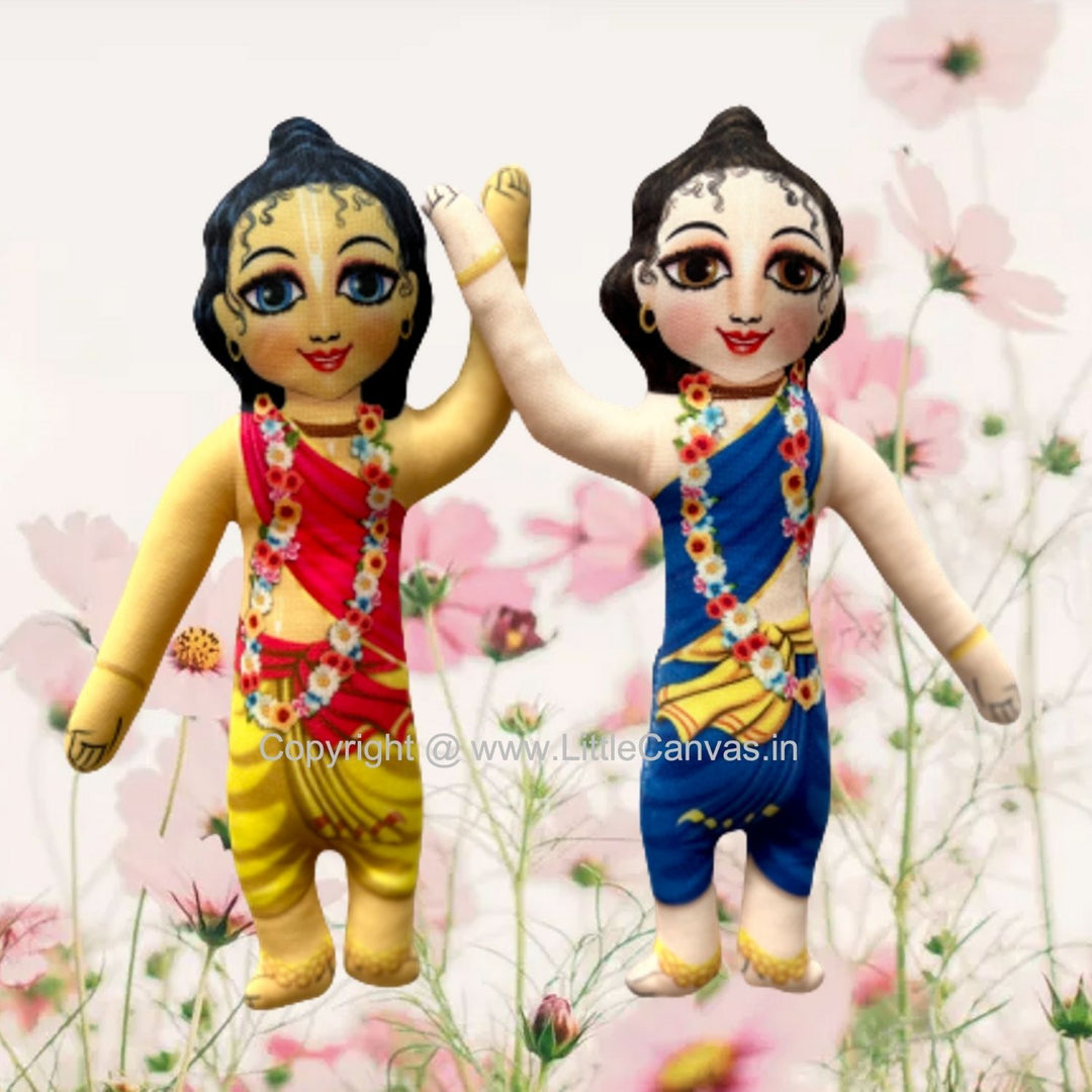 Gaura Nitai Plush Dolls | Indian Mythological Toys | Handcrafted | Set Of 2